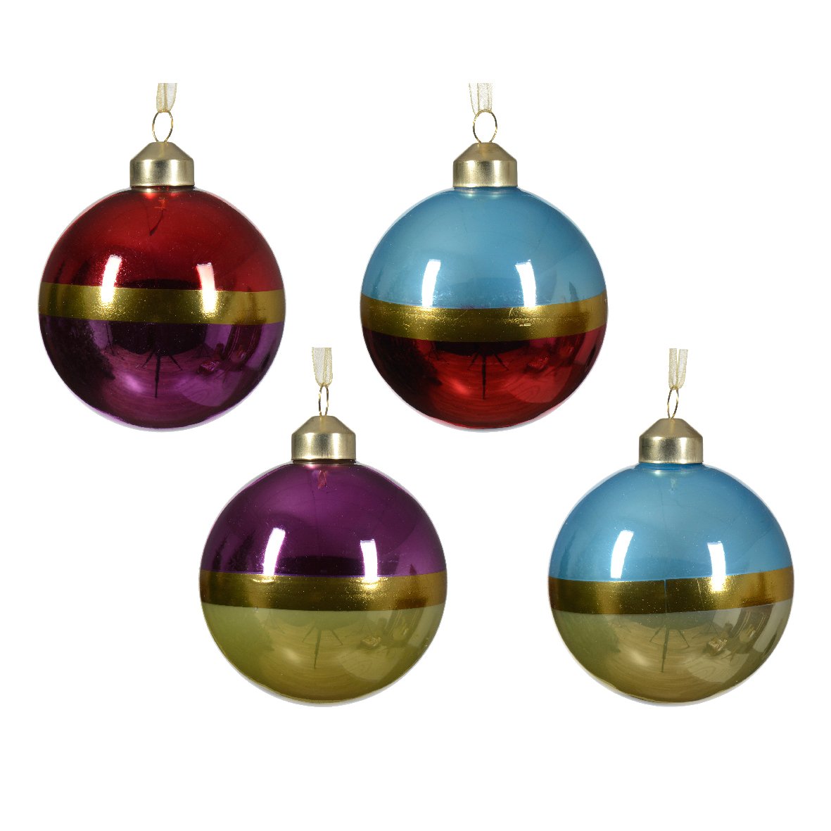 12er Set Weihnachtskugeln (D80 mm) aus Glas Clory Mehrfarbig