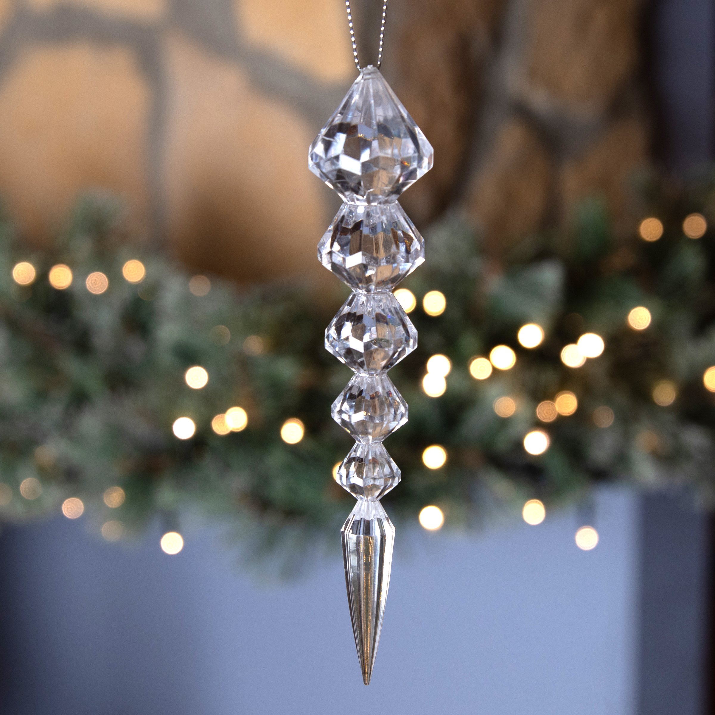 Décorations De Sapin Noël En Forme De Stalactites Transparentes - Lot De 12 Avec Cordon | Ornements Glacés Pour Arbre