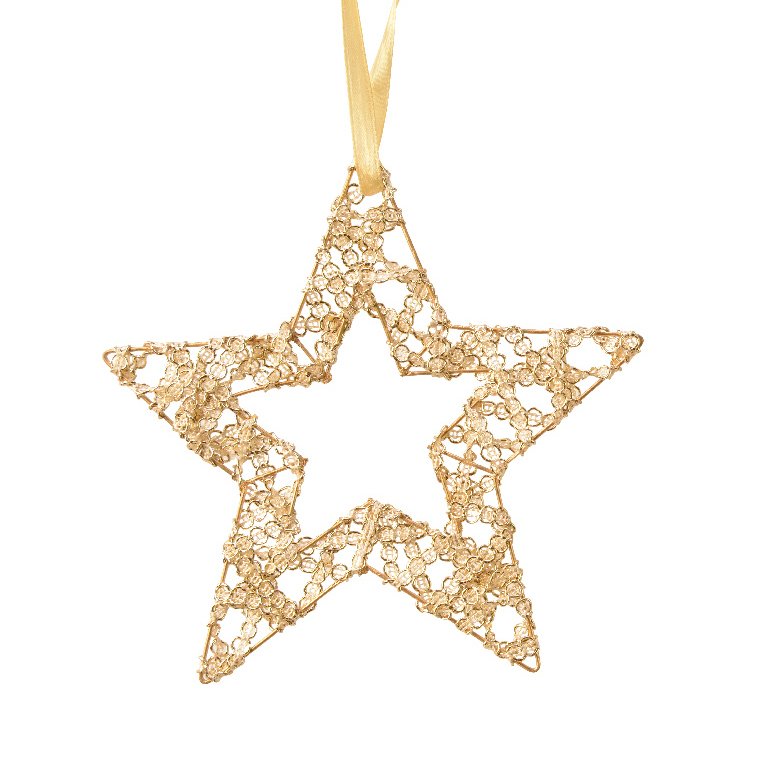 3 Étoiles Suspendues Dorées – Déco Noël, Réveillon, Mariage (36 Cm, Plastique)