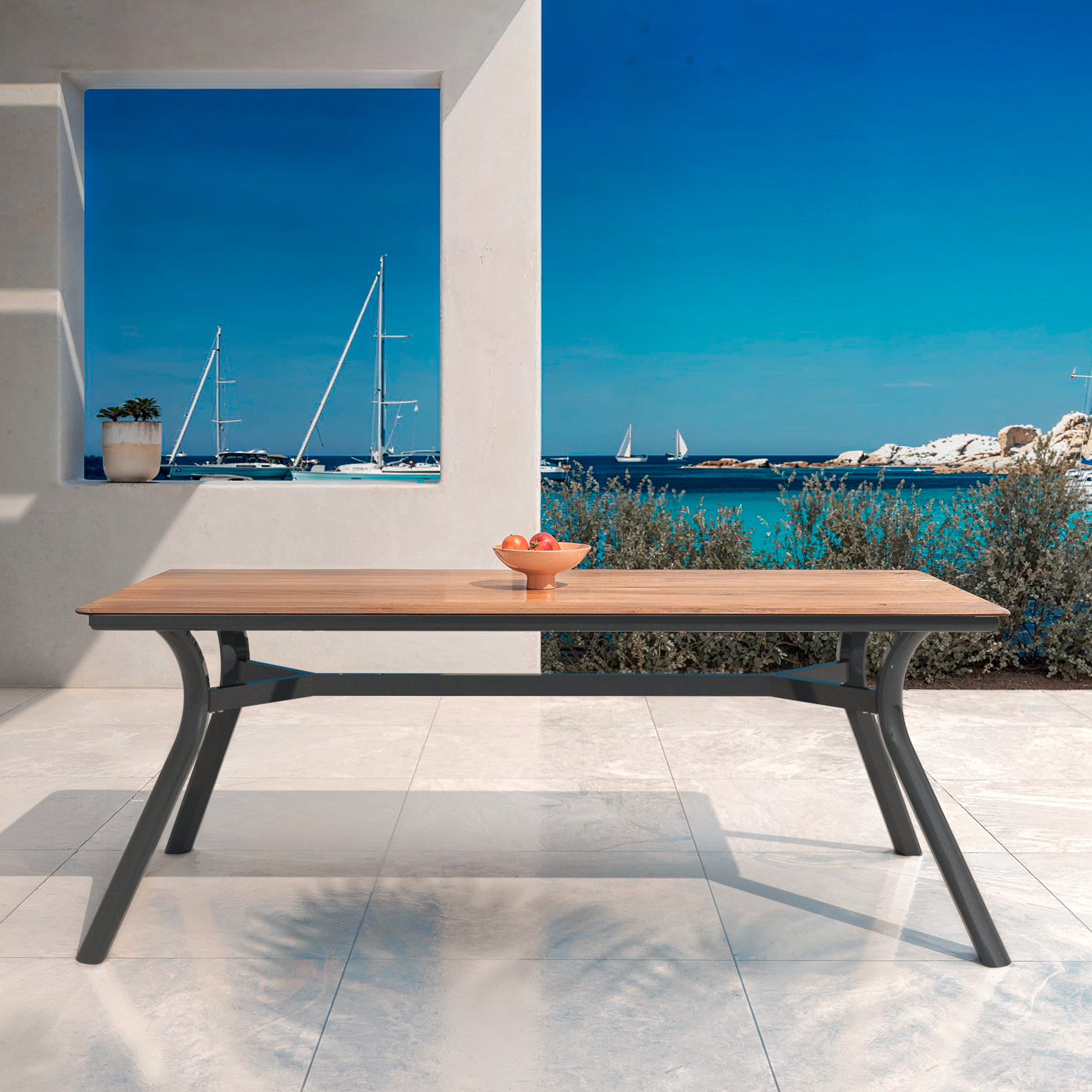 Table De Jardin Prince En Résine Tressée Anthracite - Saturnia, Design Tendance