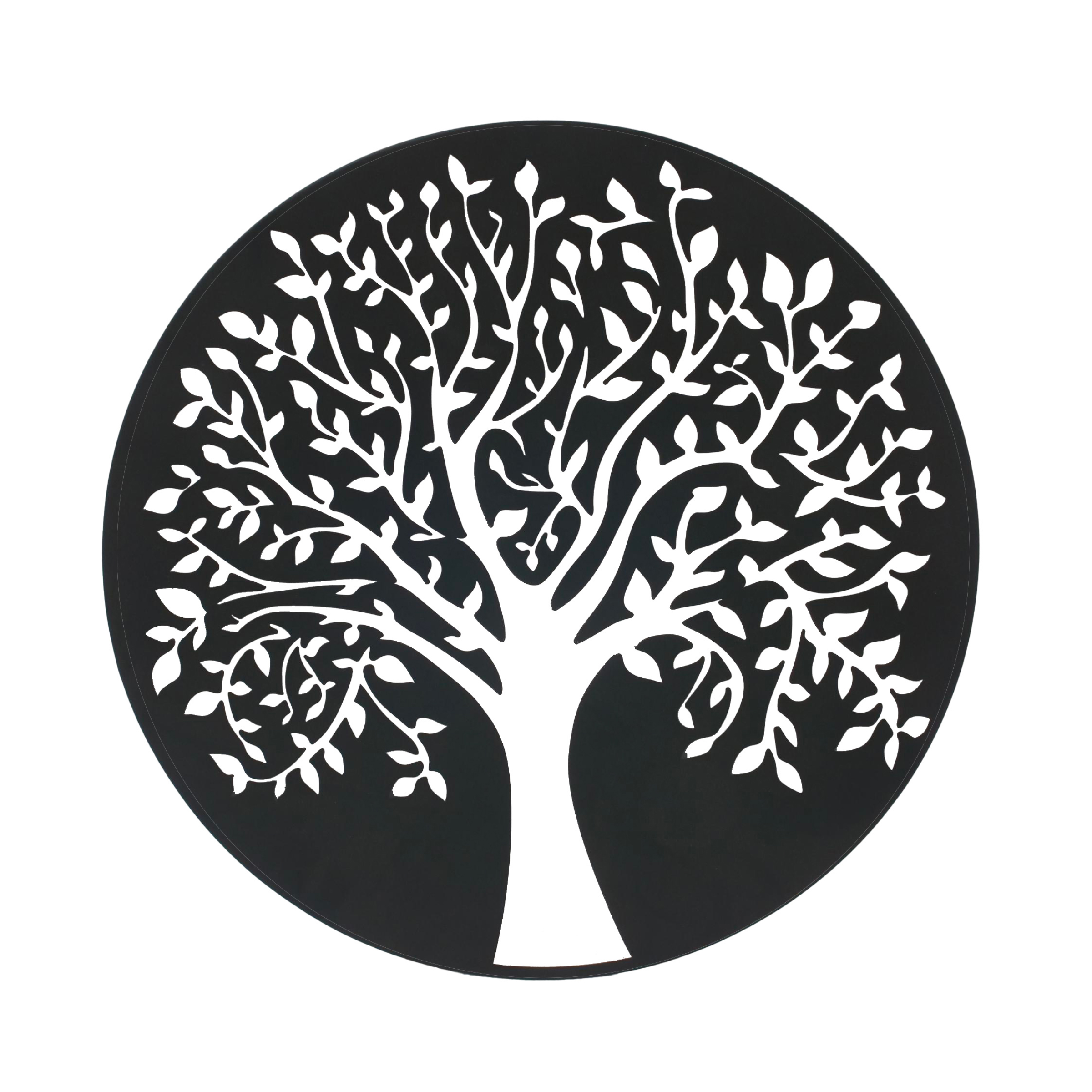 Décoration Murale Arbre De Vie Métal 60 Cm – Sculpture Noire Pour Intérieur & Extérieur
