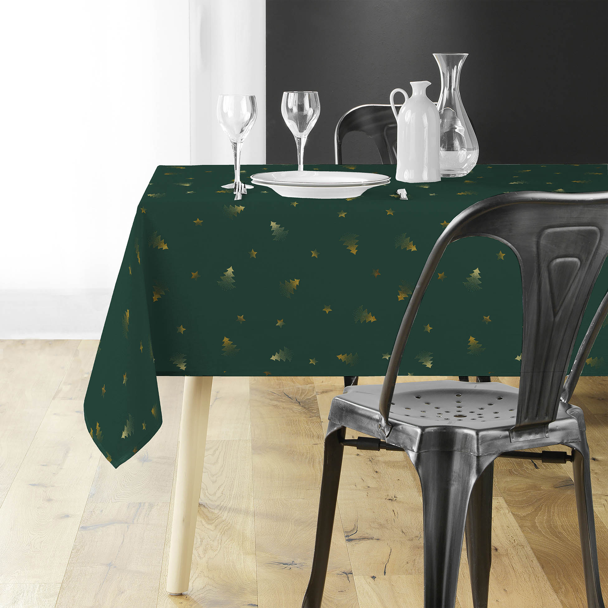 Nappe De Noël Rectangulaire à Carreaux Rouge Et Fil Doré - 140x200 Cm, Coton Jacquard