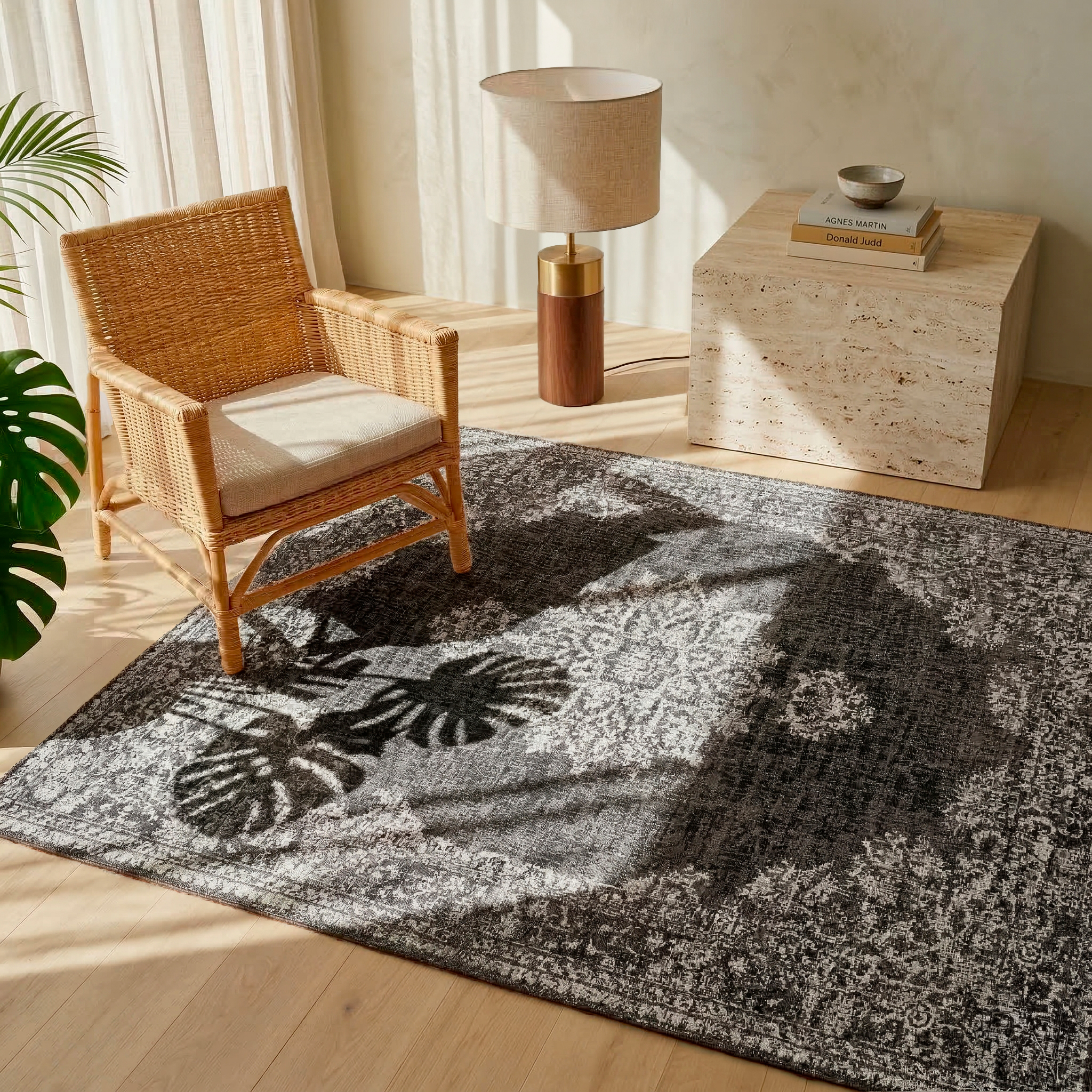 Natural Vloerkleed Wol Polyester Effen Laagpolig Vloerkleed Woonkamer Slaapkamer Grijs